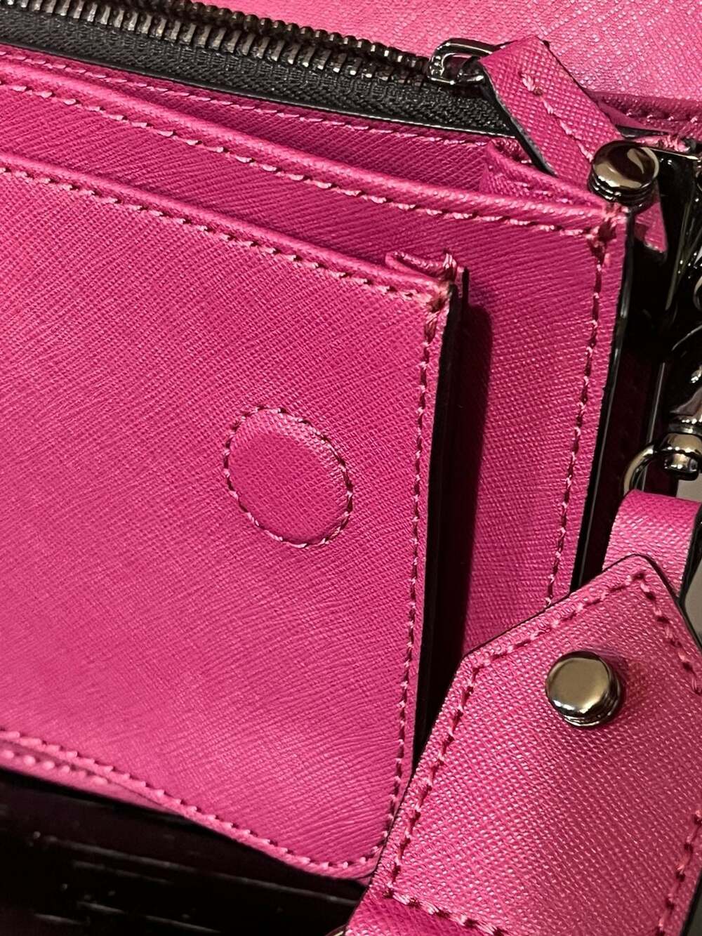 Botkier Cobble Hill Crossbody Magnetic Flap Bag in Fuchsia Pink Saffiano Leather - Picture 3 of 9